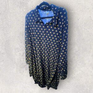 LuLaRoe NWT Ellie Dress Size 3XL Classic Shirt Solid Blue And Brown Polka Dot